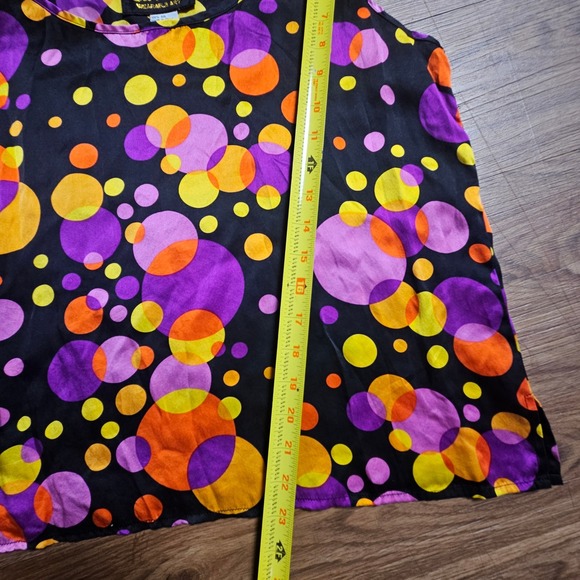 Bob Mackie Wearable Art Silk Tank Top M Bubble Polka Dot Maximalist Retro 90s - Picture 4 of 5